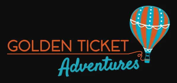 Golden Ticket Adventures logo with colorful hot air balloon