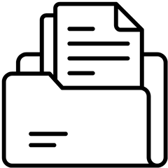 Document folder icon with paper files inside
