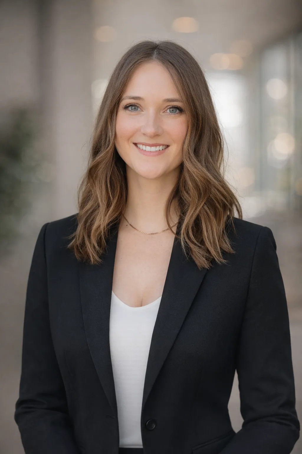 Professional woman smiling in business attire portrait headshot